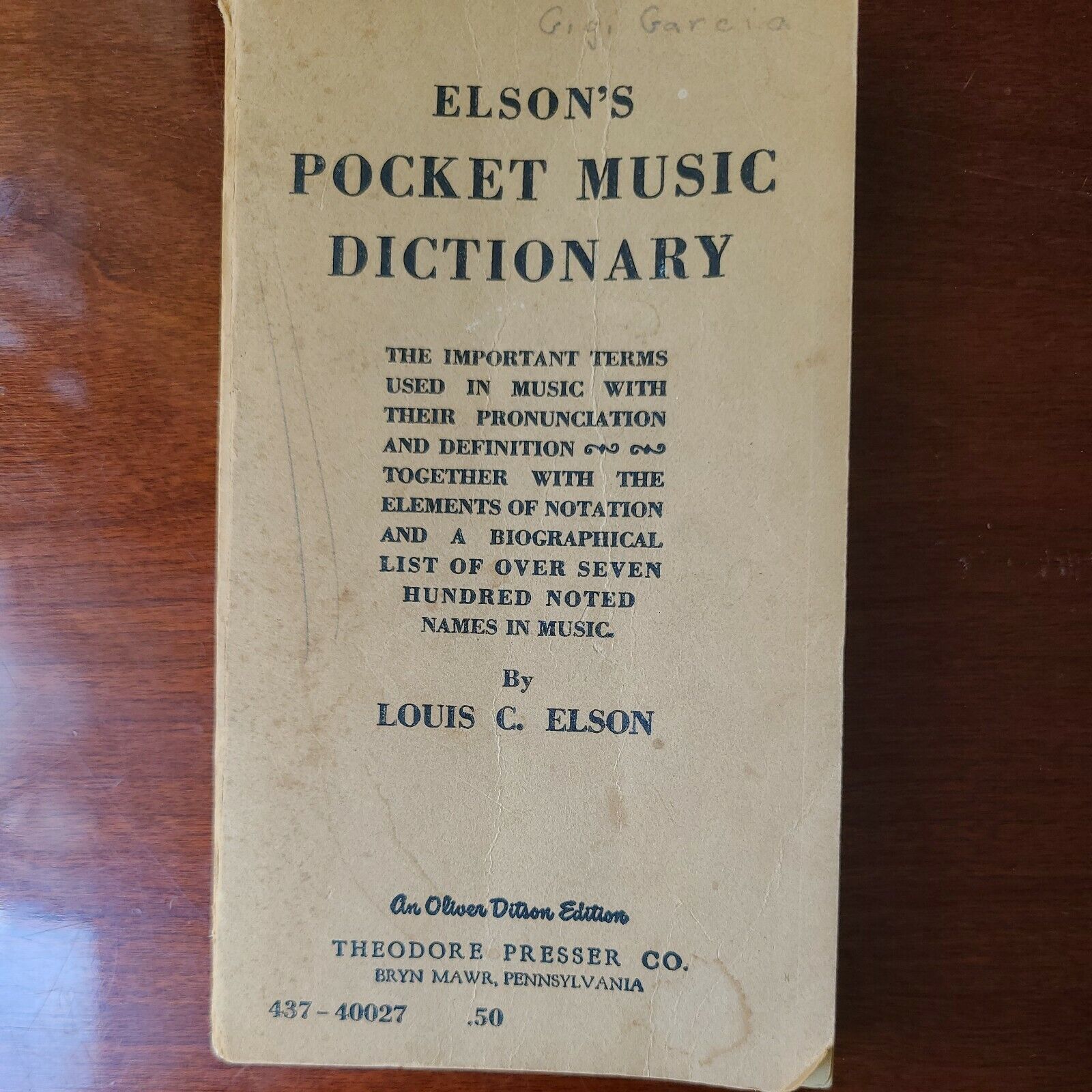 Elson\'s Pocket Music Dictionary 1909,  good condition Vintage Antique