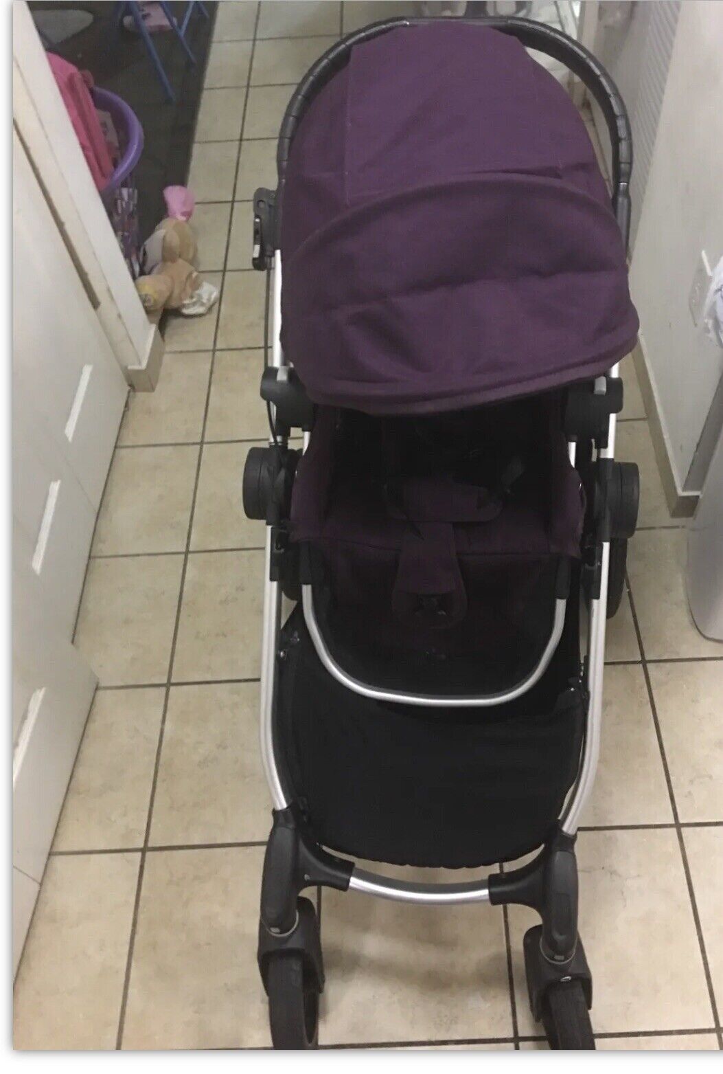 baby jogger city select in purple (used )can put 2 seats 