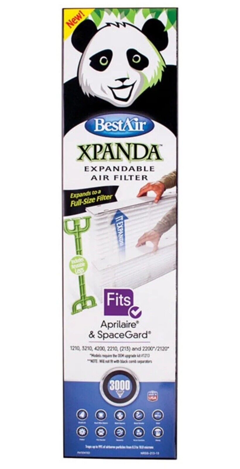 BestAir XPANDA Air Filter 20x26x4 Aprilaire & SpaceGard With Reusable Legs