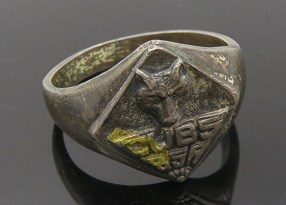 925 Sterling Silver - Vintage Antique Boy Scouts USA Band Ring Sz 6 - RG11545