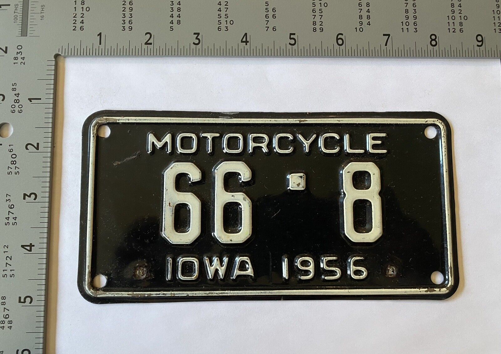 1956 Iowa MOTORCYCLE License Plate ALPCA Harley Davidson Indian Norton 66-8