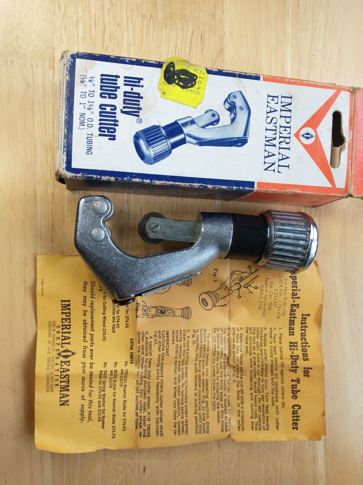 Vintage Imperial Eastman USA Hi-Duty 274-FC Pipe Tubing Cutter