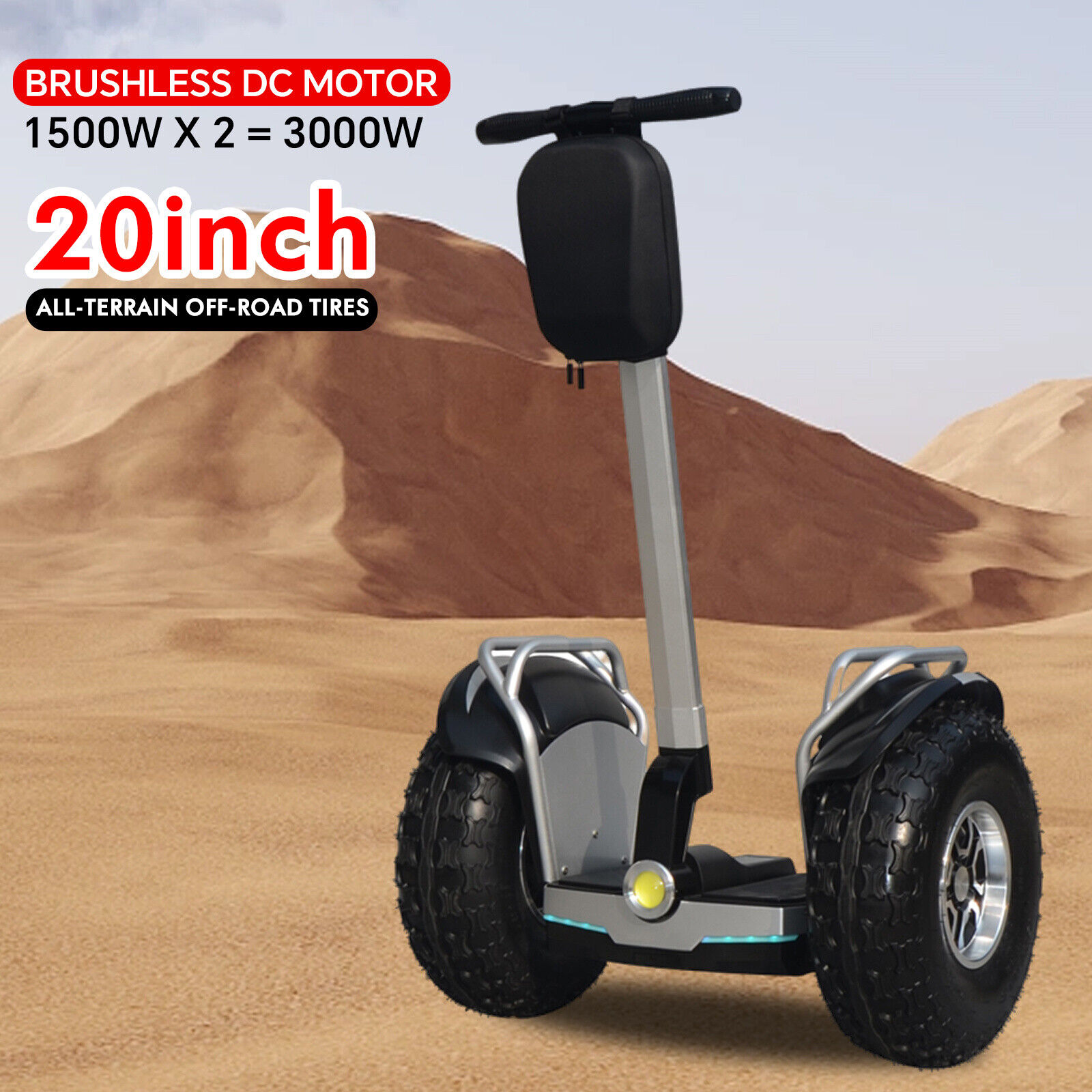 3000W/67.2V 15.6AH Two Wheel 20in Off Road Electric Self Balance Vehicle APP US