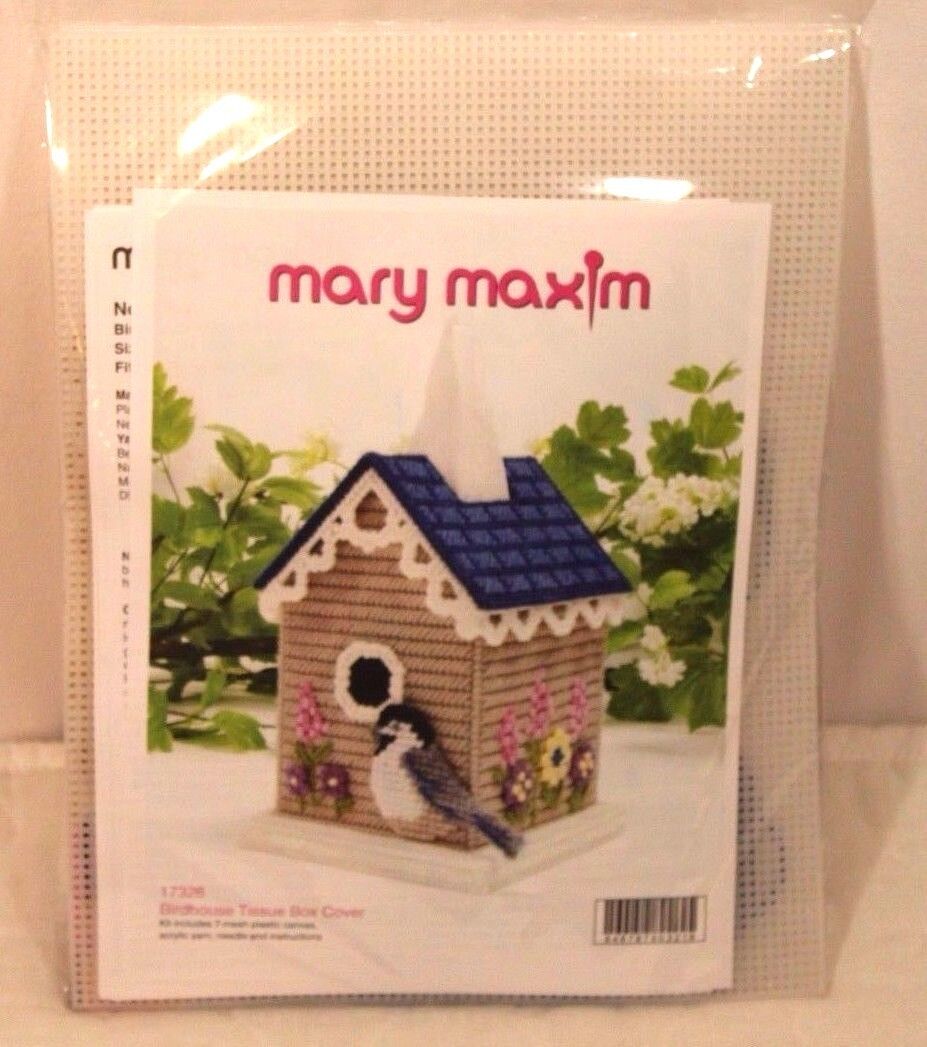 Mary Maxim 17326 Tissue Box Cover Birdhouse NIP