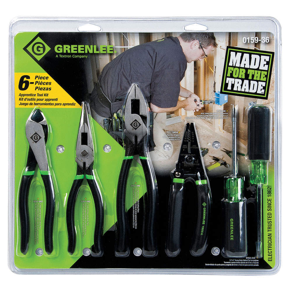 GREENLEE 0159-36 General Hand Tool Kit,No. of Pcs. 6 11L581