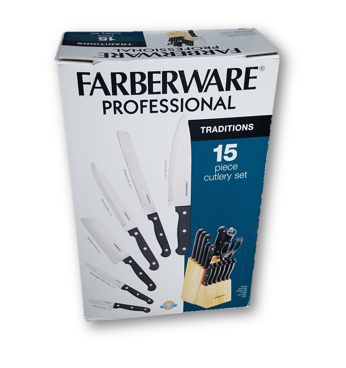 FARBERWARE 15-PC PROFESSIONAL TRADITIONS STAINLESS STEEL CUTLERY KNIFE SET NEW