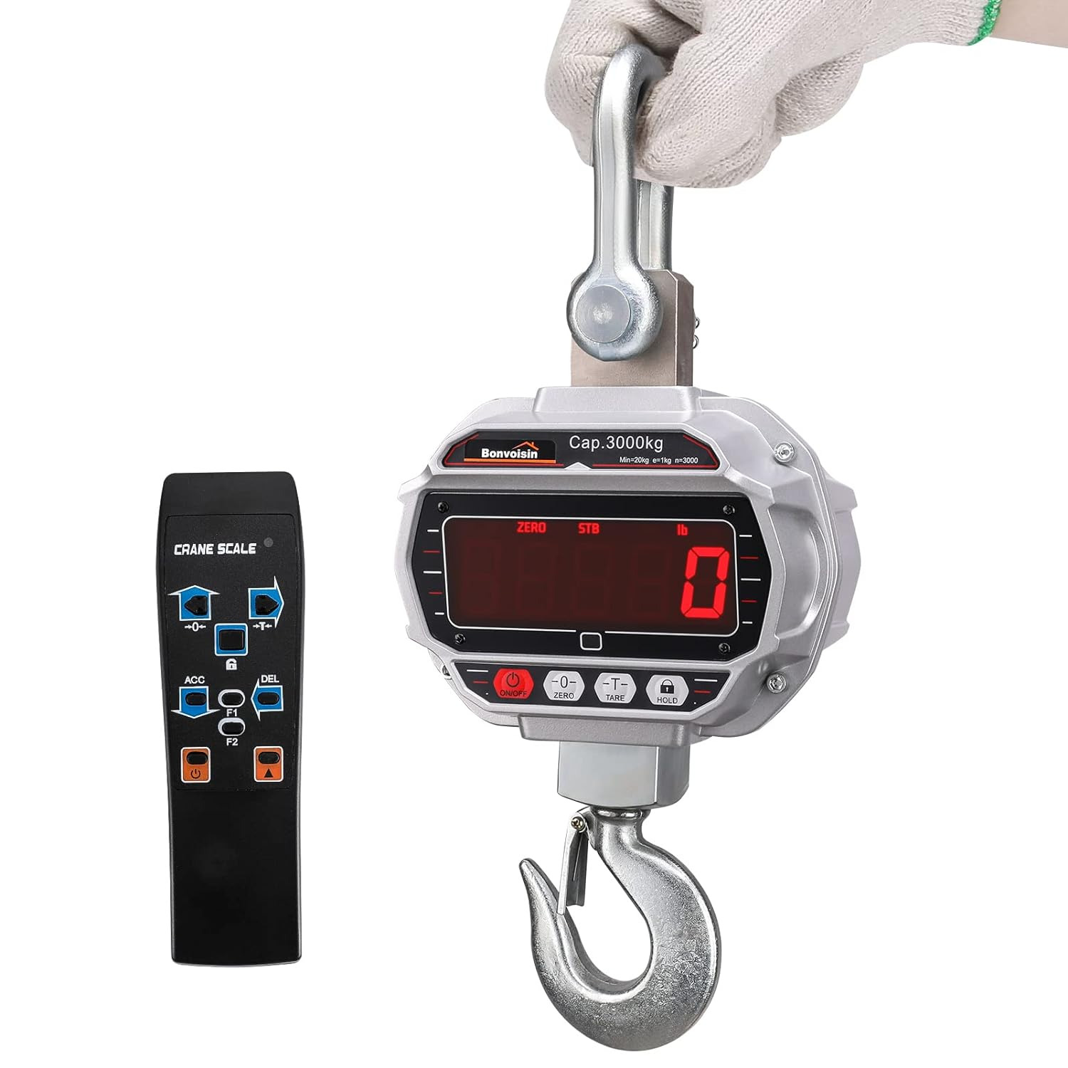 Digital Crane Scale 6600Lb Rechargeable Hanging Scale Heavy Duty Industrial Hang