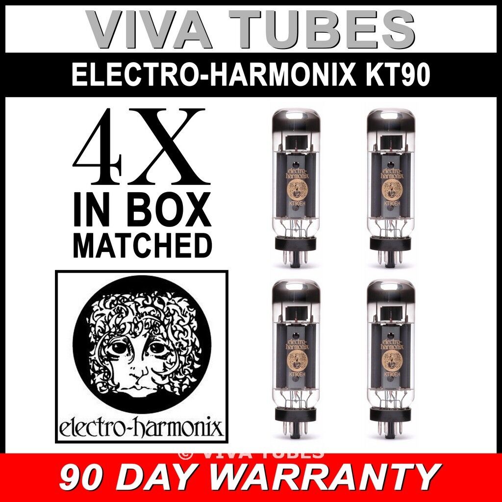 Brand New Current Matched Quad (4) Electro-Harmonix KT90 Vacuum Tubes