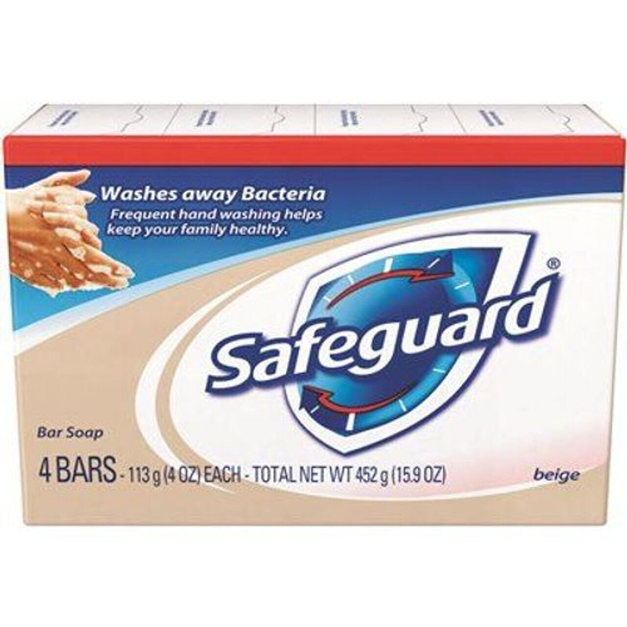Safeguard Antibacterial Deodorant Soap Bar Eliminates 99% Bacteria Beige 4ct