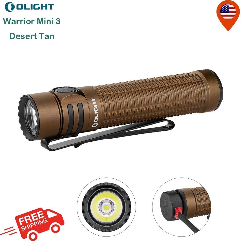 Olight Warrior Mini 3 Portable Powerful Tactical Flashlight 1750Lumen-Desert Tan