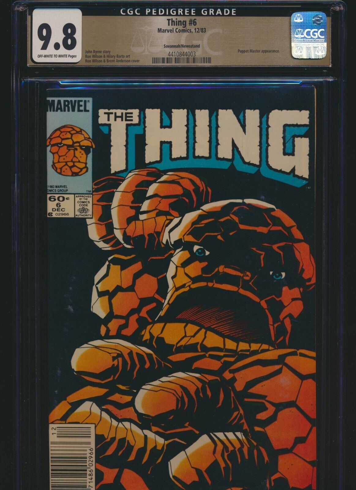 Thing 6 Marvel 1983 CGC 9.8 ow/w pgs classic Byrne Savannah newsstand pedigree
