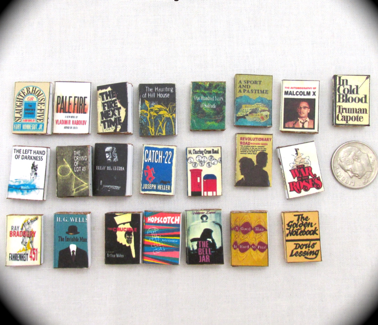 MODERN CLASSIC BOOKS Set of 22 Prop Books in Dollhouse Miniature 1:12 Scale 