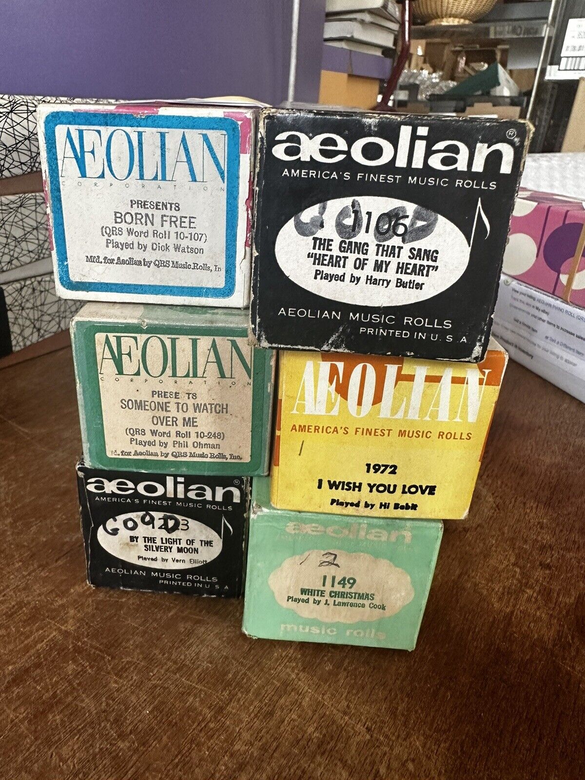 VINTAGE AEOLIAN Player Piano Word Roll Lot of 6