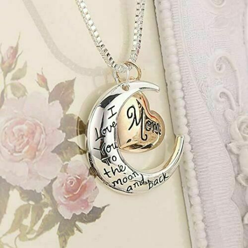 I Love You To The Moon & Back Mom Necklace & Pendant Birthday Mothers Day Gift