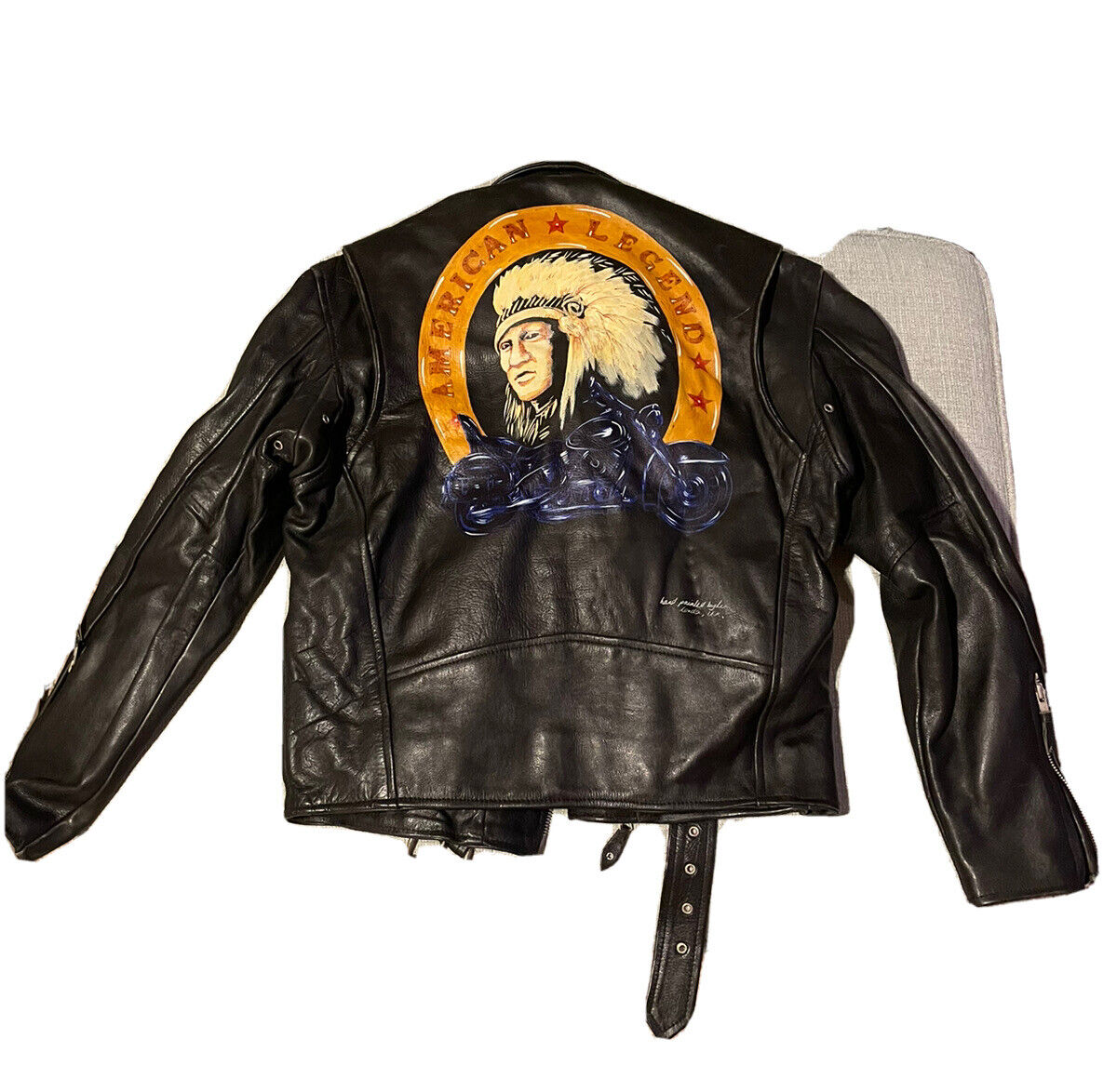 Vintage Vanguard American Legend Handpainted London U.K. Leather Jacket