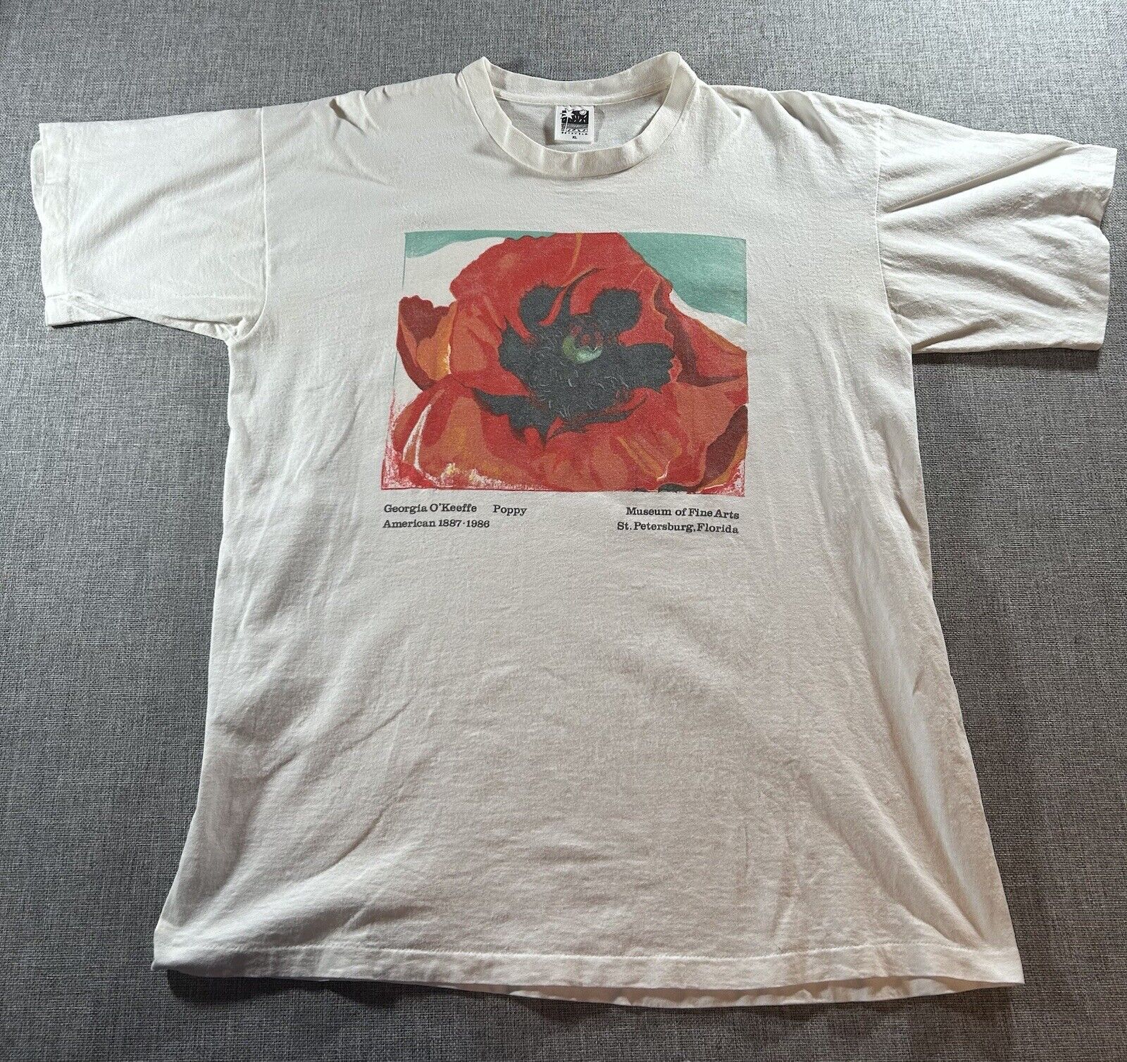 Vintage Georgia O’Keefe Poppy Art Shirt XL Modernism Painter Single Stitch USA 