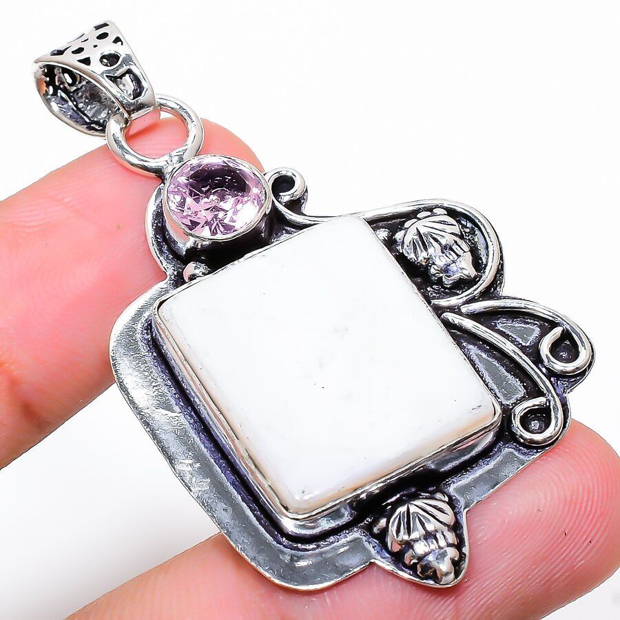 Mother Of Pearl Gemstone 925 Sterling Silver Jewelry Pendant 2.09\