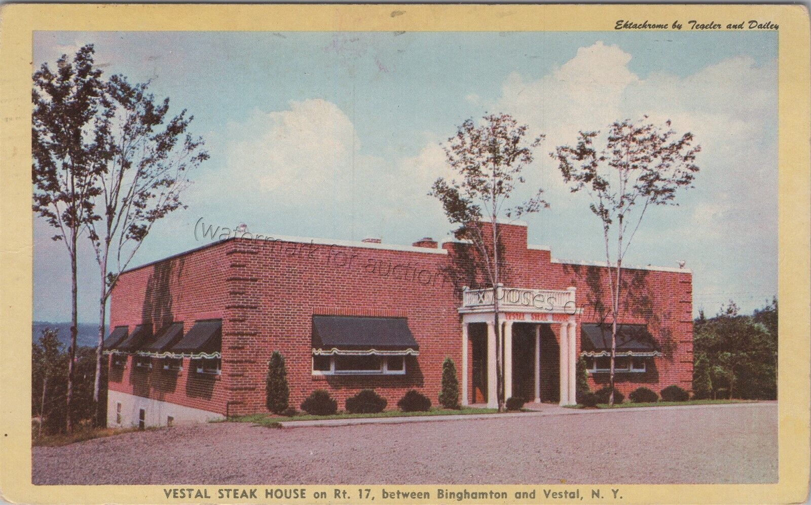 Vestal Steak House, NY: Near Binghamton 1958 - Vtg New York Restaurant Postcard