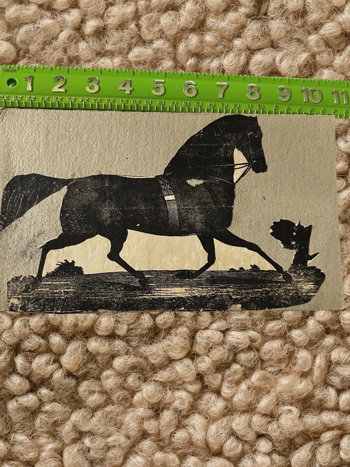 Primitive *Folk Art Horse Made On Old Shoe Box 6x10 1/2 Interesting