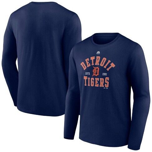 MLB Detroit Tigers Men\'s Long Sleeve Core T-Shirt Navy Blue, 2XL