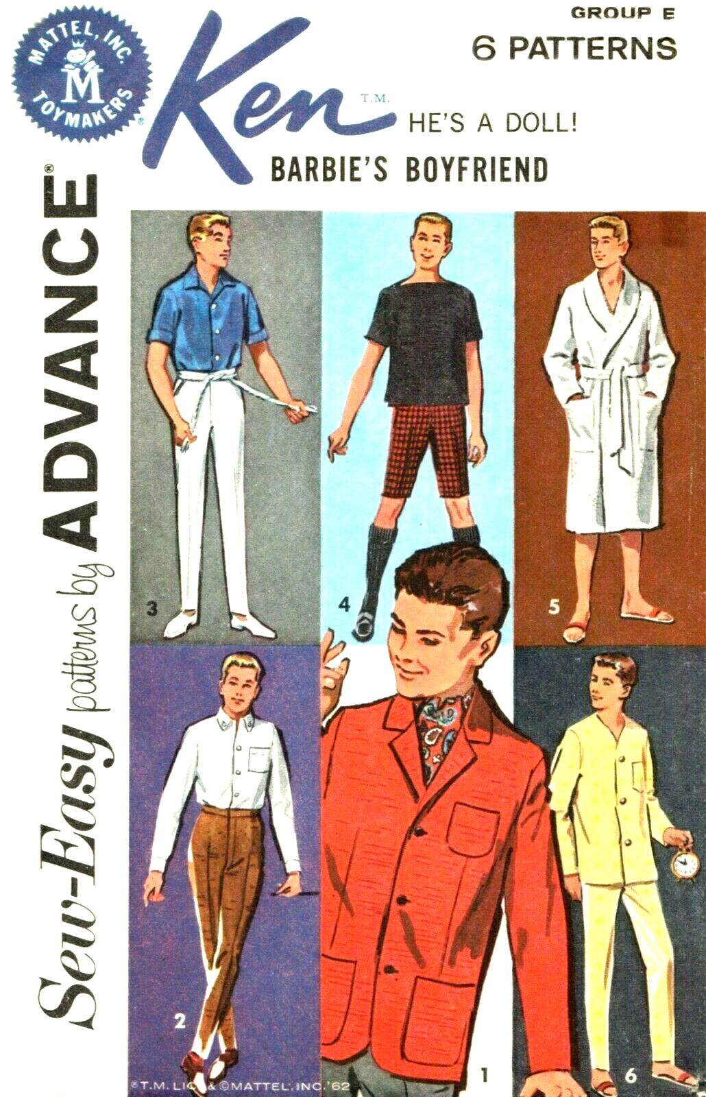 Vintage 1962 Ken Clothes Pattern Reproduction Advance 2899 Uncut