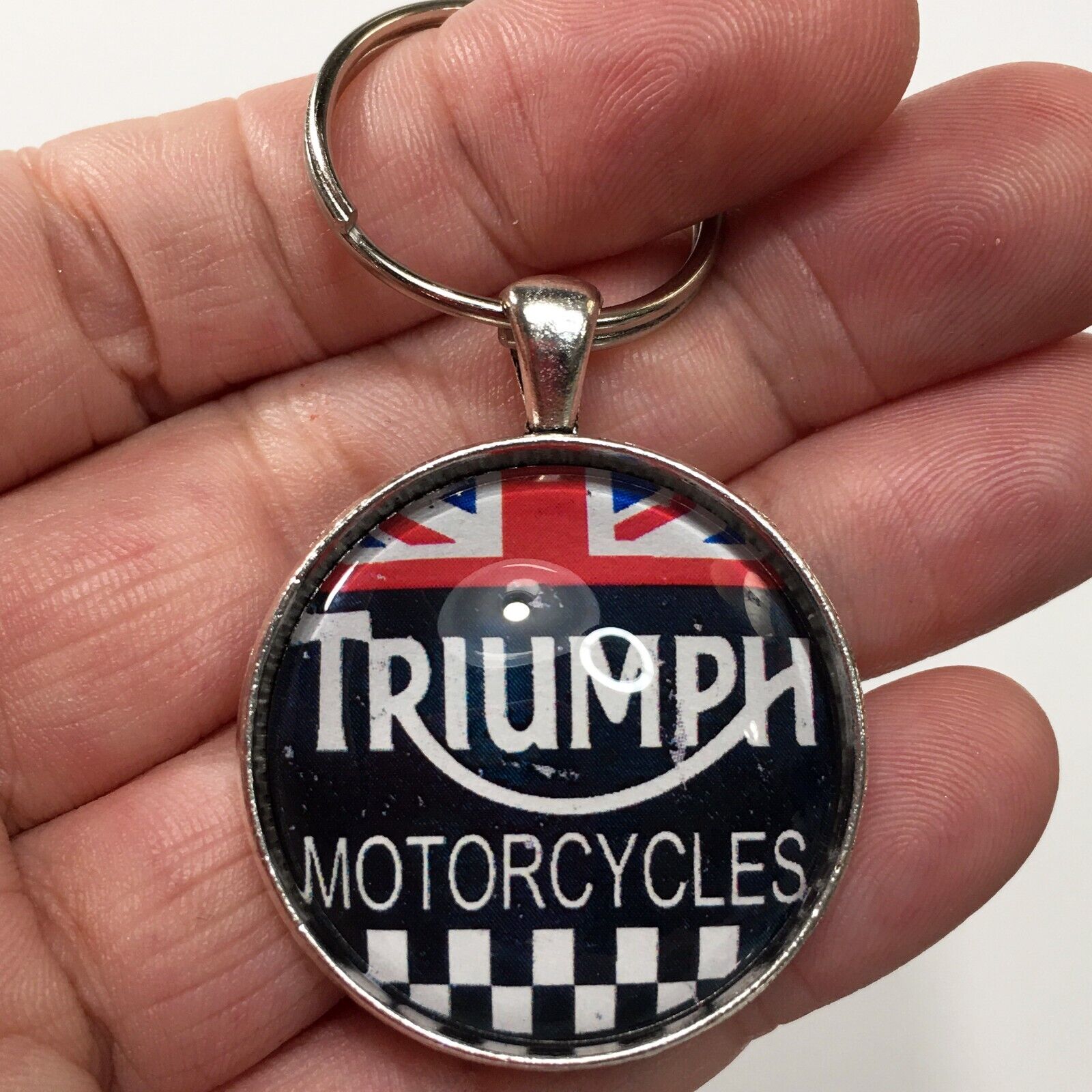 Vintage Triumph Motorcycle Logo Emblem Distressed Sign Reproduction Keychain