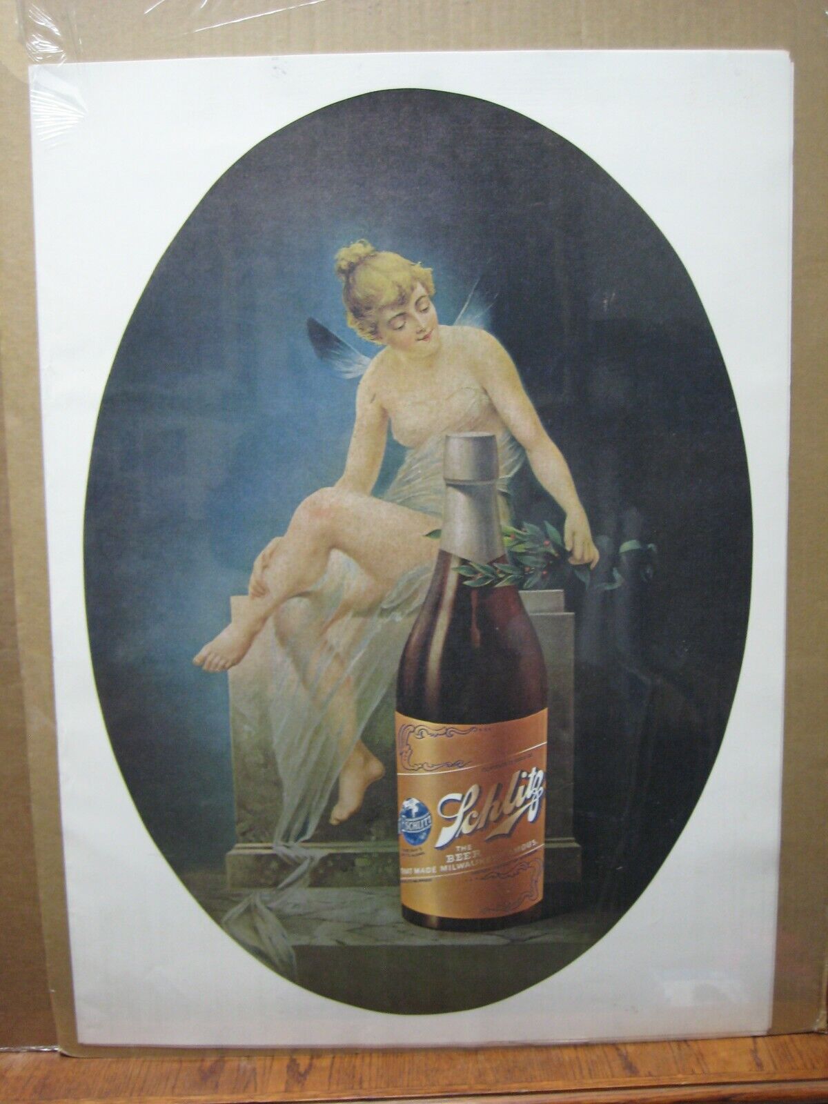 Vintage Schlitz BEER Poster 70\'s Car garage Milwaukee  Inv#G7086