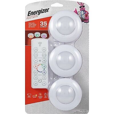 Energizer 3pk LED Puck Light Wireless Color Changing Cabinet Lights with Remote