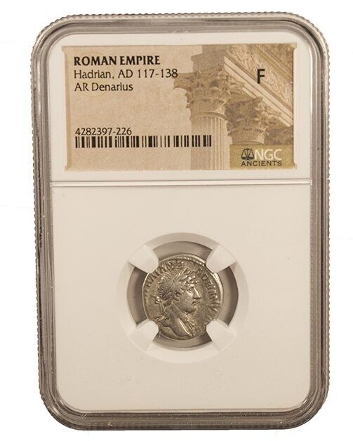 NGC ( F ) Roman AR Denarius Hadrian AD 117 - 138 NGC Certified Ancient Roman