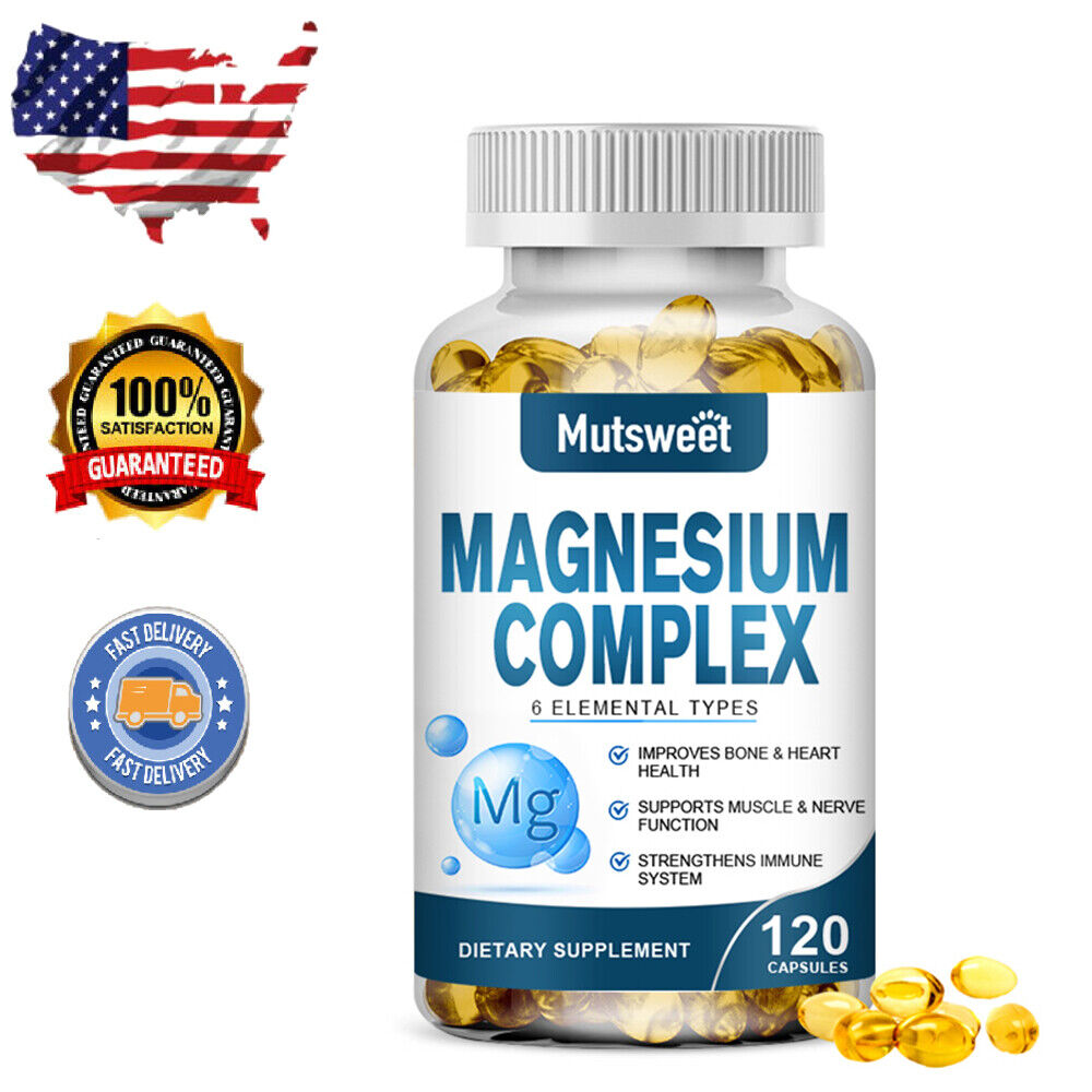 Magnesium Complex Capsules Natural Anti Anxiety & Stress Relief Supplement 500mg