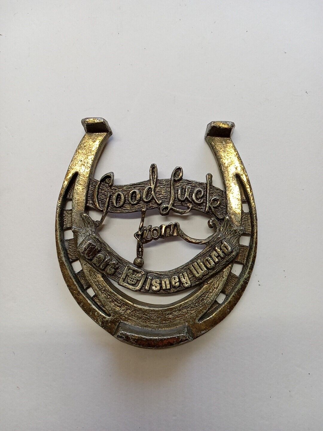 Vintage GOOD LUCK From DISNEYLAND Metal HORSESHOE Souvenir