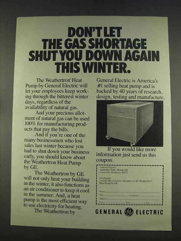 1977 General Electric Weathertron Heat Pump Ad