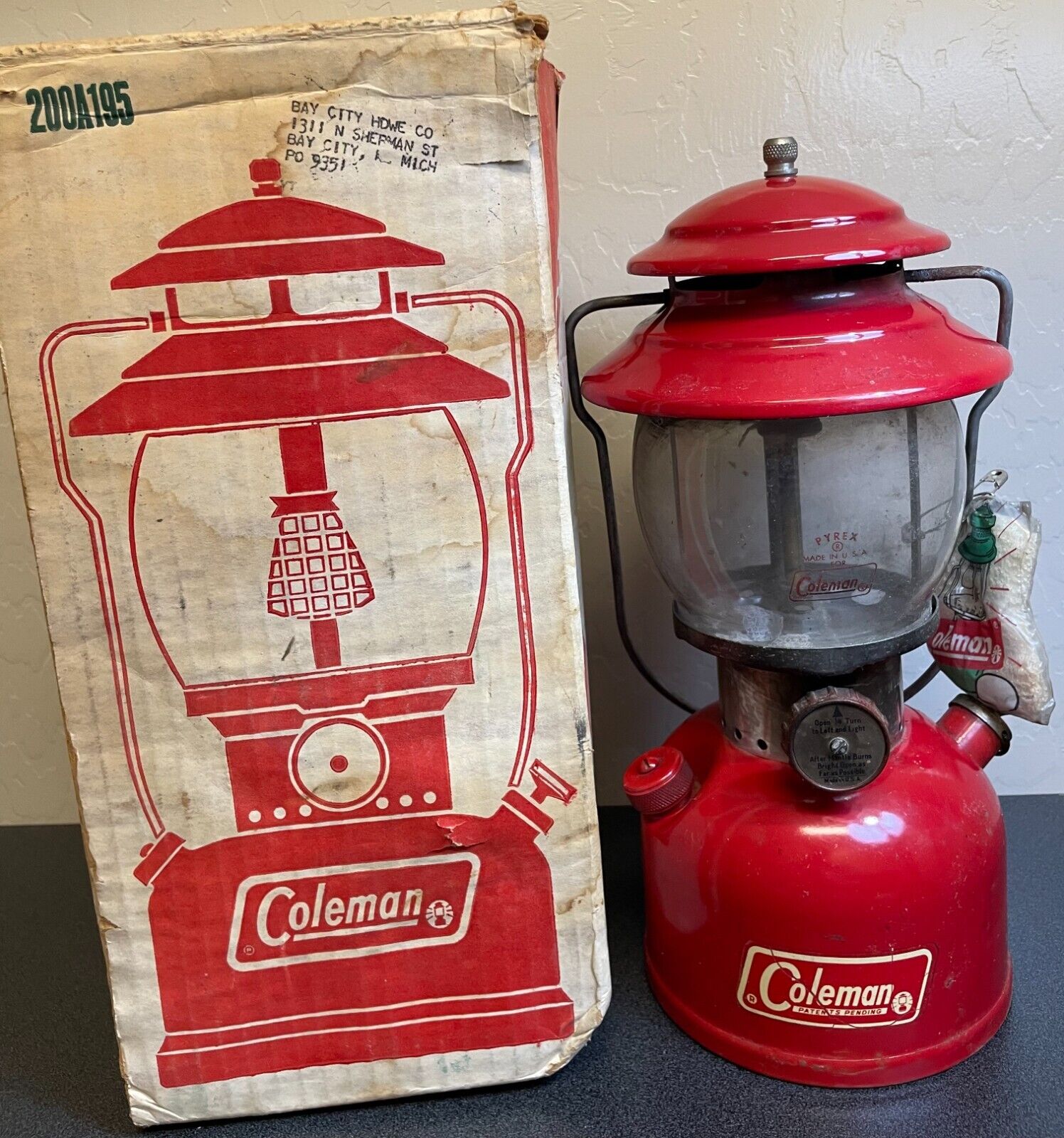 Vintage 1970 Red Coleman Lantern 200A195 with Original Box Made in USA