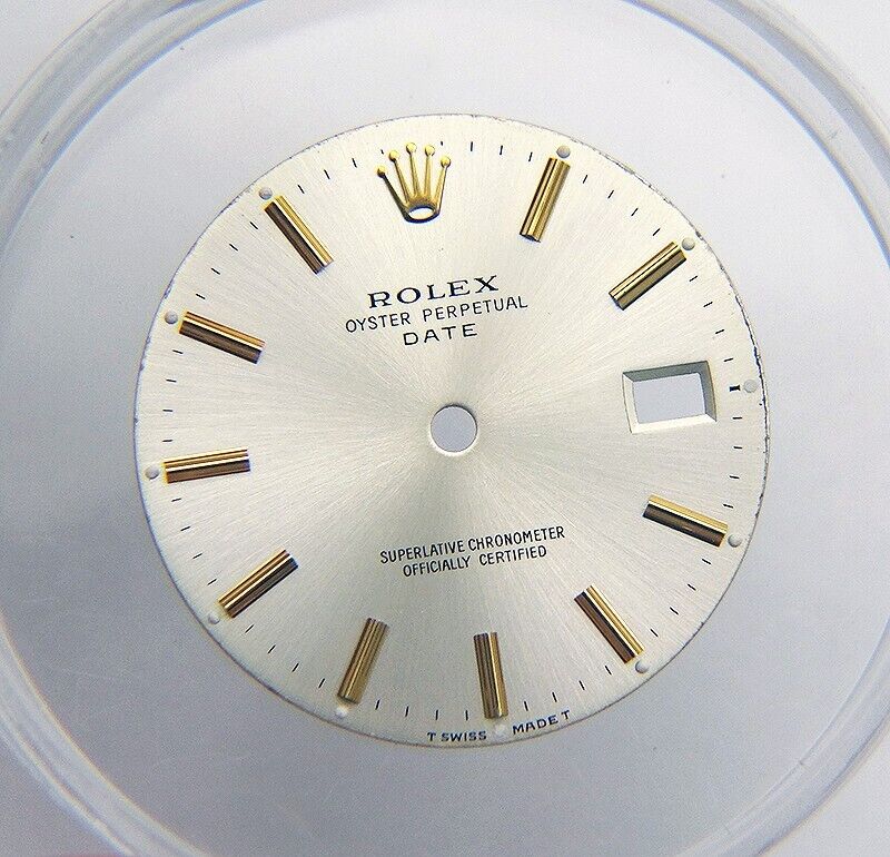 Vintage Genuine Rolex Date 34mm 15000 15003 Silver & Yellow Gold Watch Dial