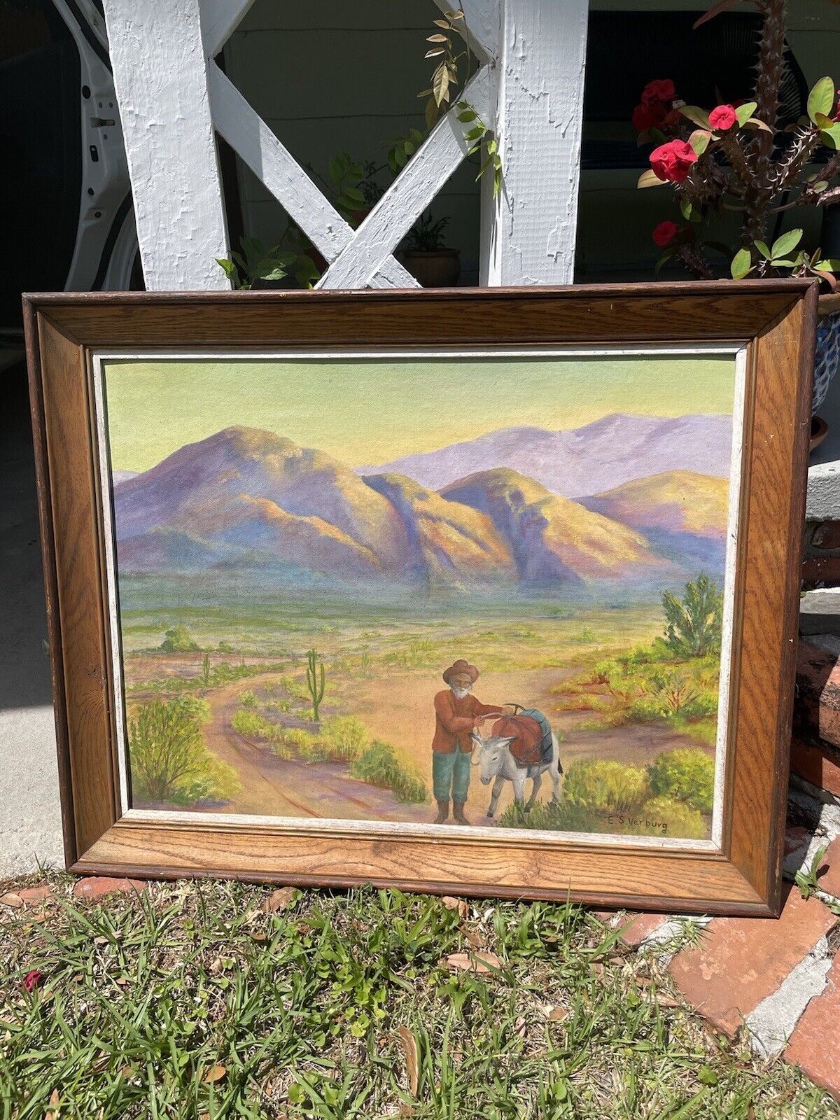 Vintage Oil Painting By E. S. Verburg 33inches x 27inches Framed