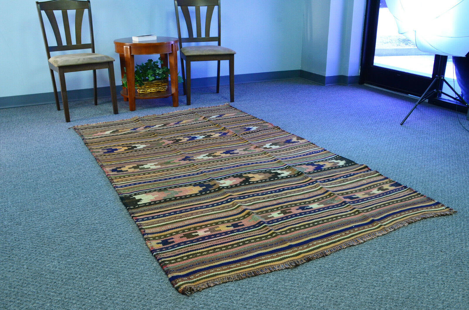 4x7 Traditional Vintage Stripe Kilim Handmade Oriental Wool Area Rug Carpet