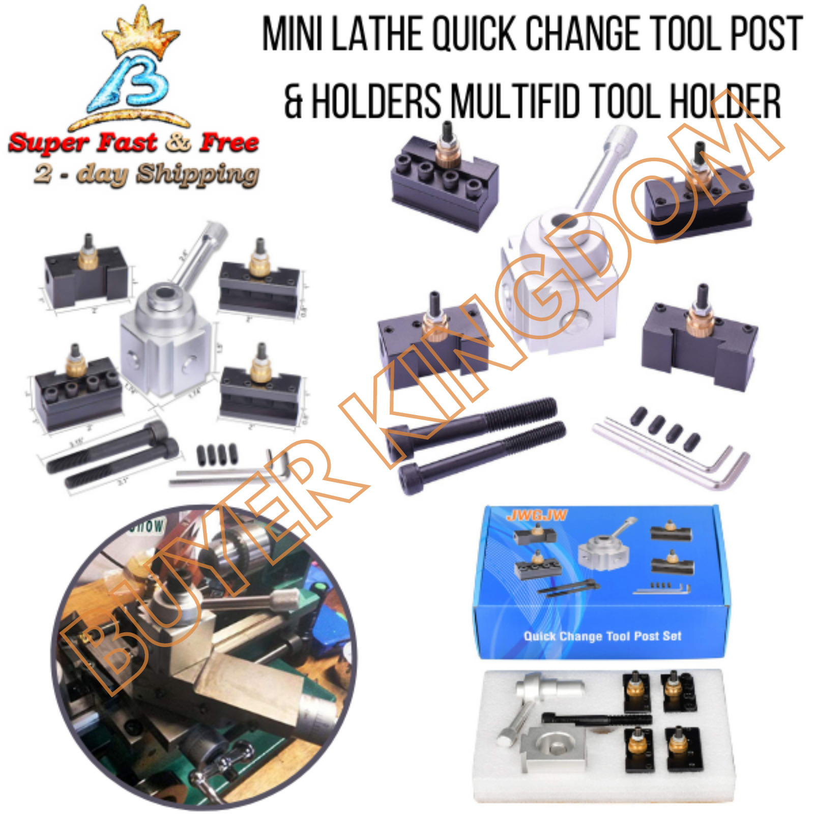 9pc Multi Use Mini Lathe Quick Change Steel Tool Post & Holders Tooling Package