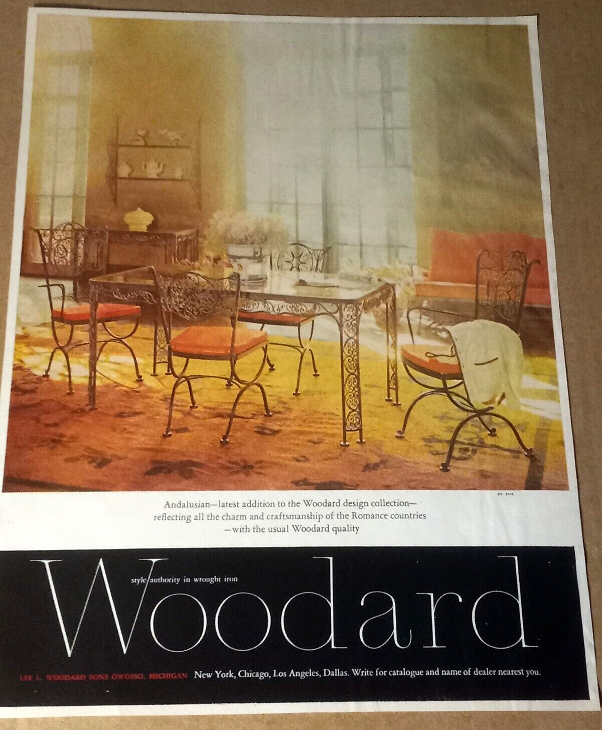 1962 print ad - Woodard Sons wrought iron home furniture Owosso MI advertising