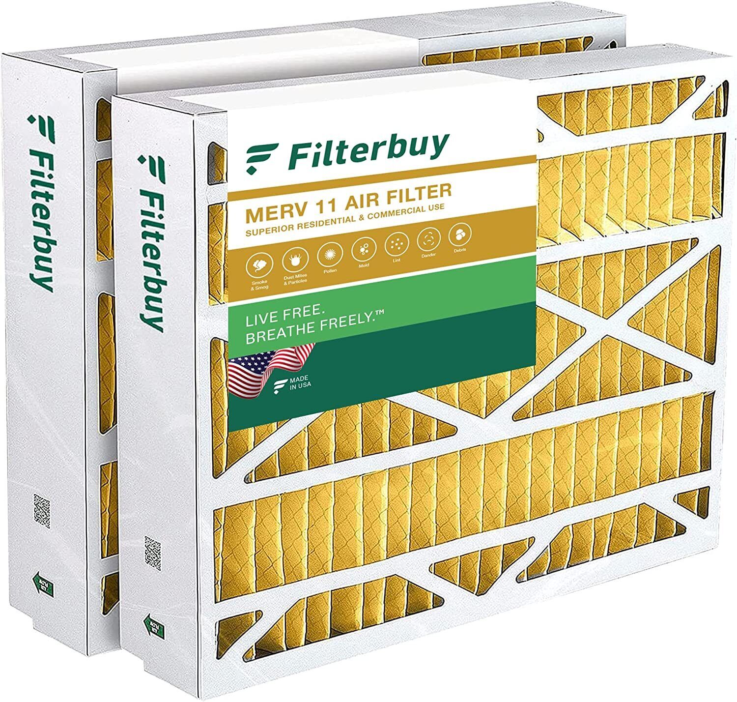 Filterbuy 24x25x5 Air Filter MERV 11, Pleated AC Furnace Replacement for Carrier