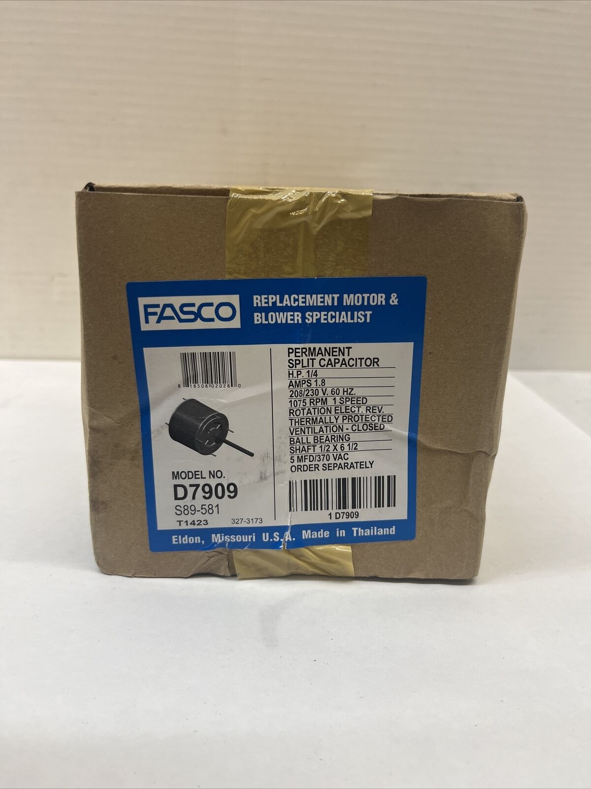 Fasco D7909 Condenser Fan Motor,1075 Rpm,1/4 Hp,1.8A