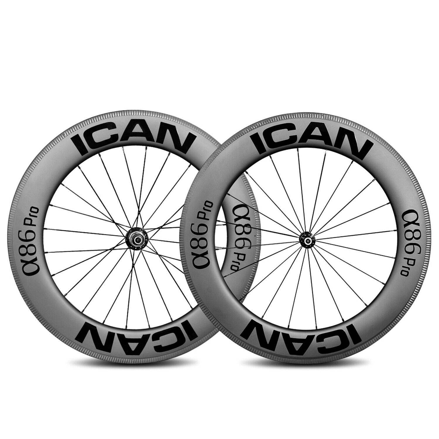ICAN Alpha 86 Pro 1758g 86mm Carbon Time Trial/Triathlon Wheelset 700C Rim Brake