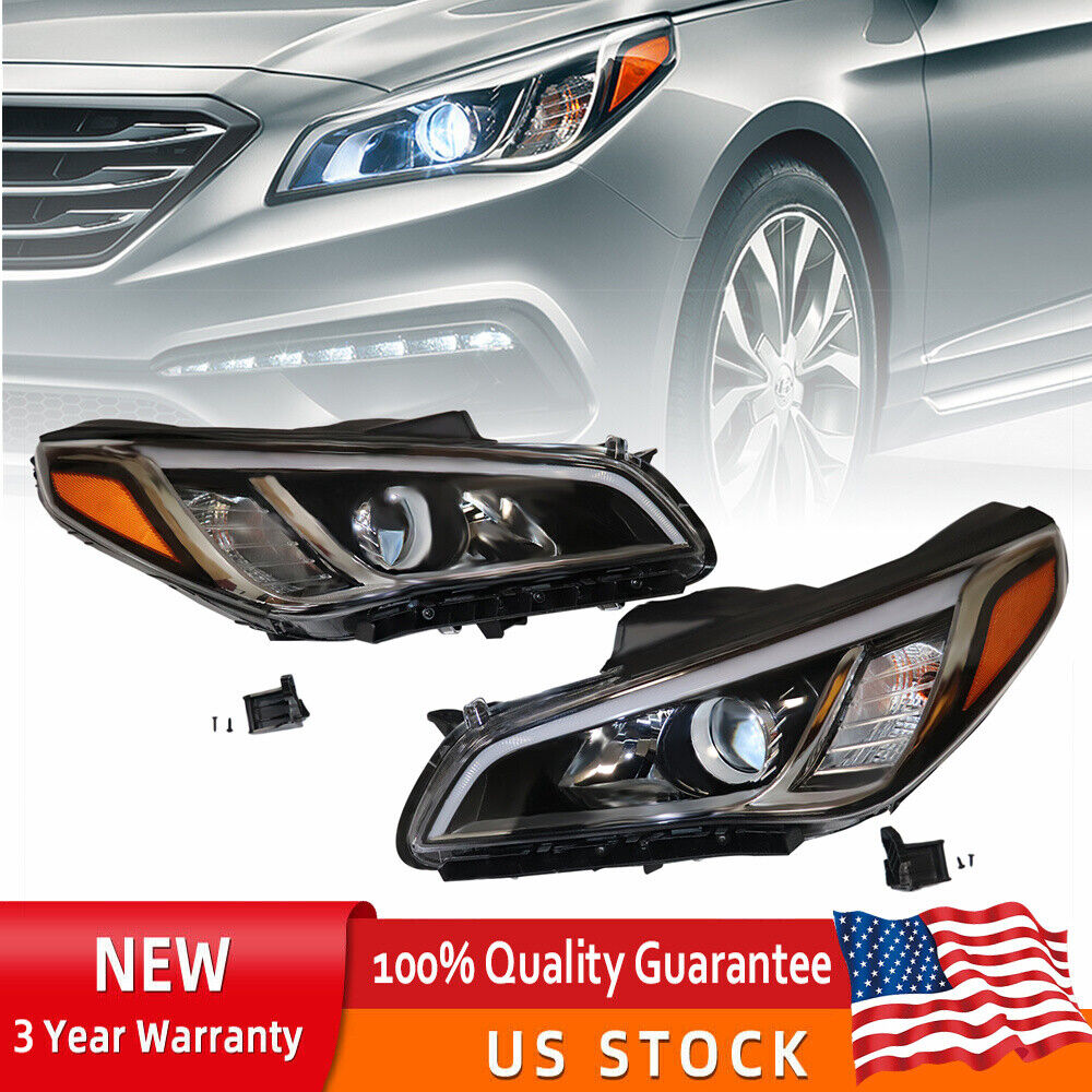 For 2015-2017 Hyundai Sonata Eco Limited Sport Headlight Headlamp Pair Set LH RH