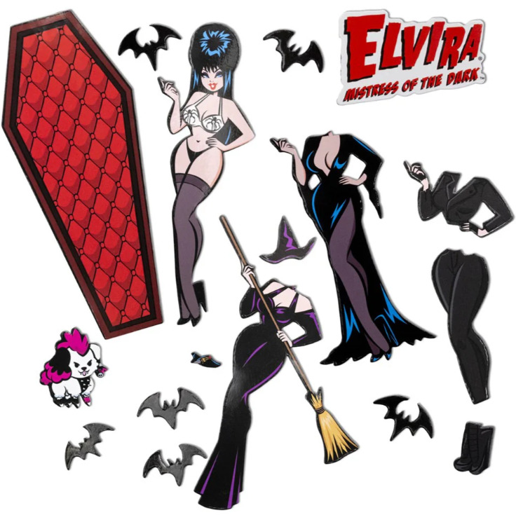 Kreepsville 666 Elvira Mistress of The Dark Coffin Dress Up Magnet Set Toy NEW