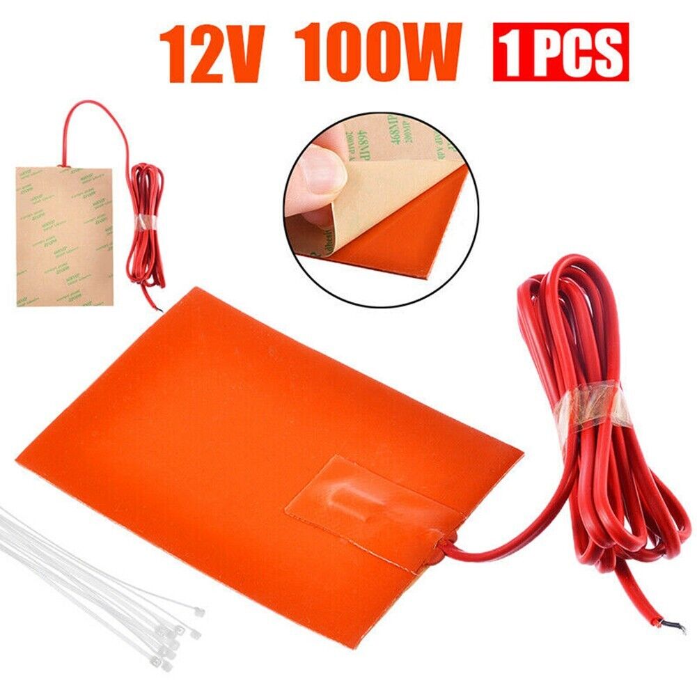 12V 100W Silicone Heater Pad for Engine Block Tanks Oil Pan Heating Plate Mat