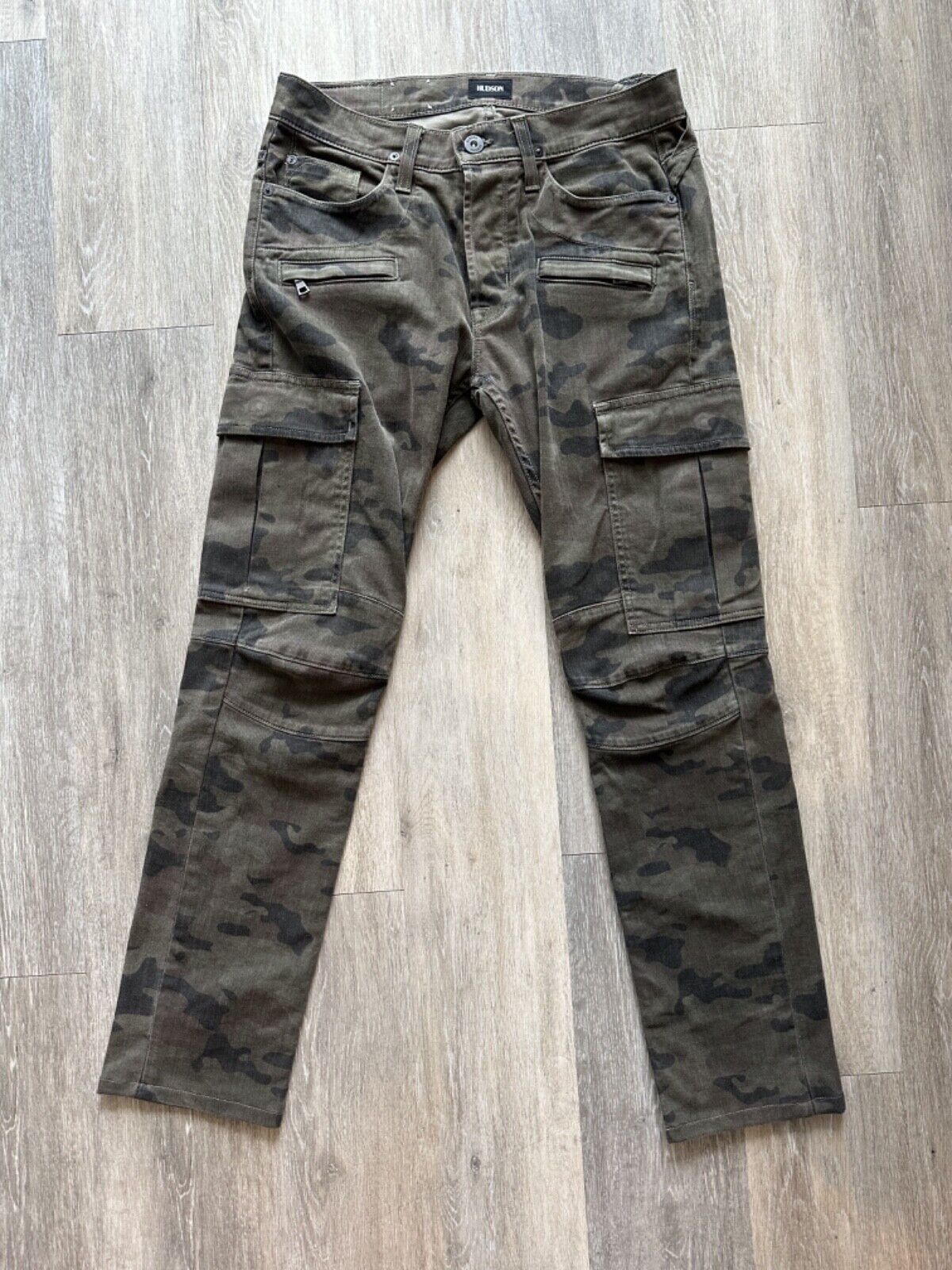 HUDSON Men\'s Greyson Slim Military Cargo Biker Jeans Camo - Size 30