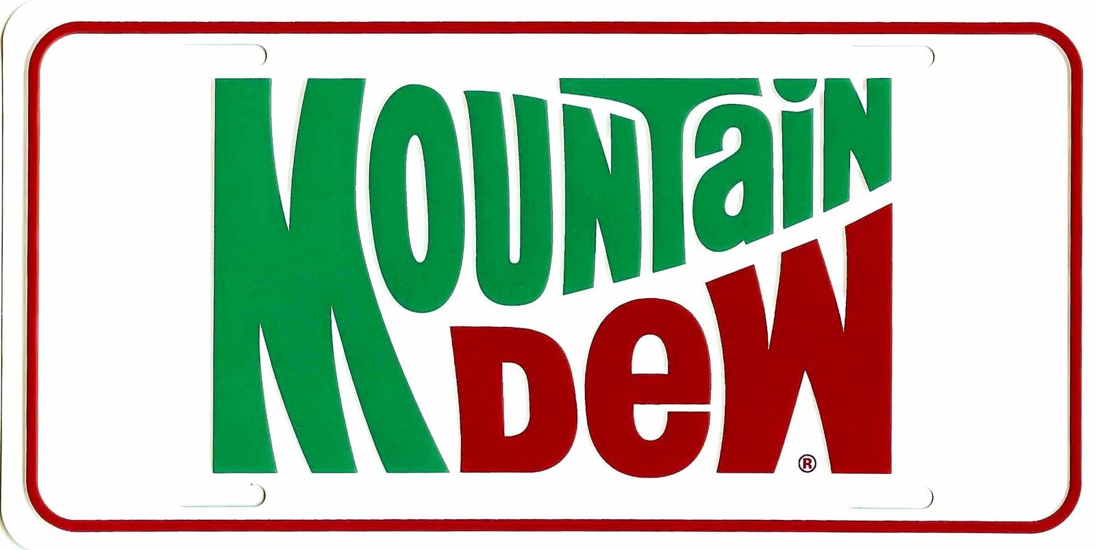 Vintage Mountain Dew License Plate Embossed Metal New Old Stock Soda #497