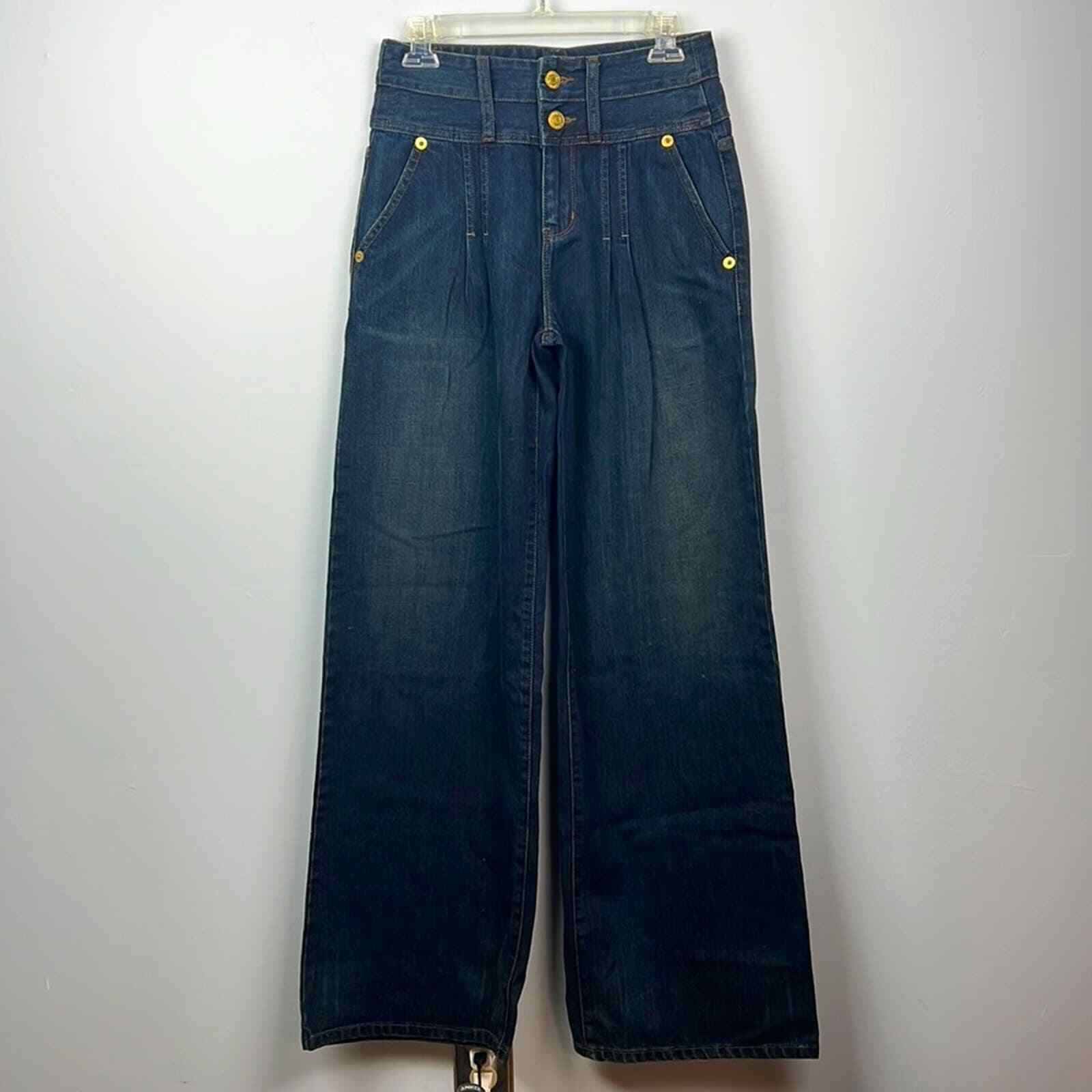 London Jean premium size 4 dark Wash wide leg high waist jeans