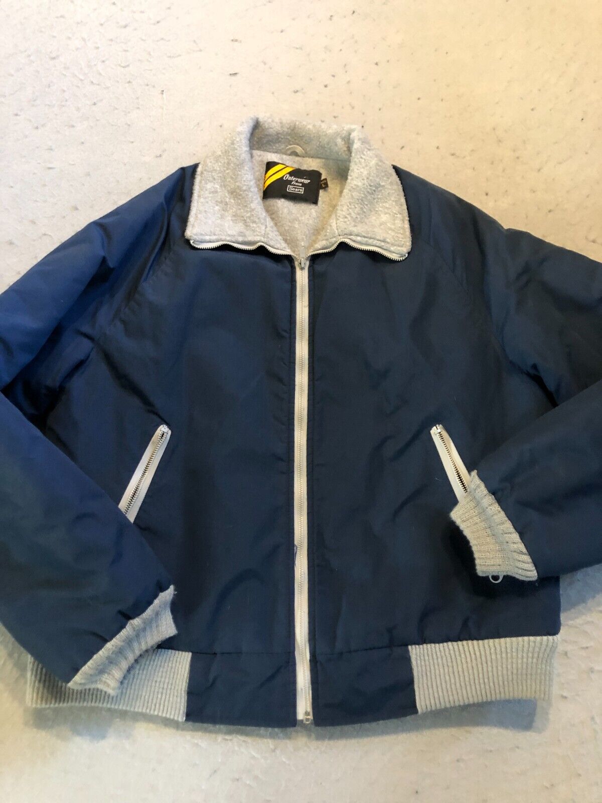 Vintage Sears Outerwear Jacket Men\'s Large Full Zip Navy Blue