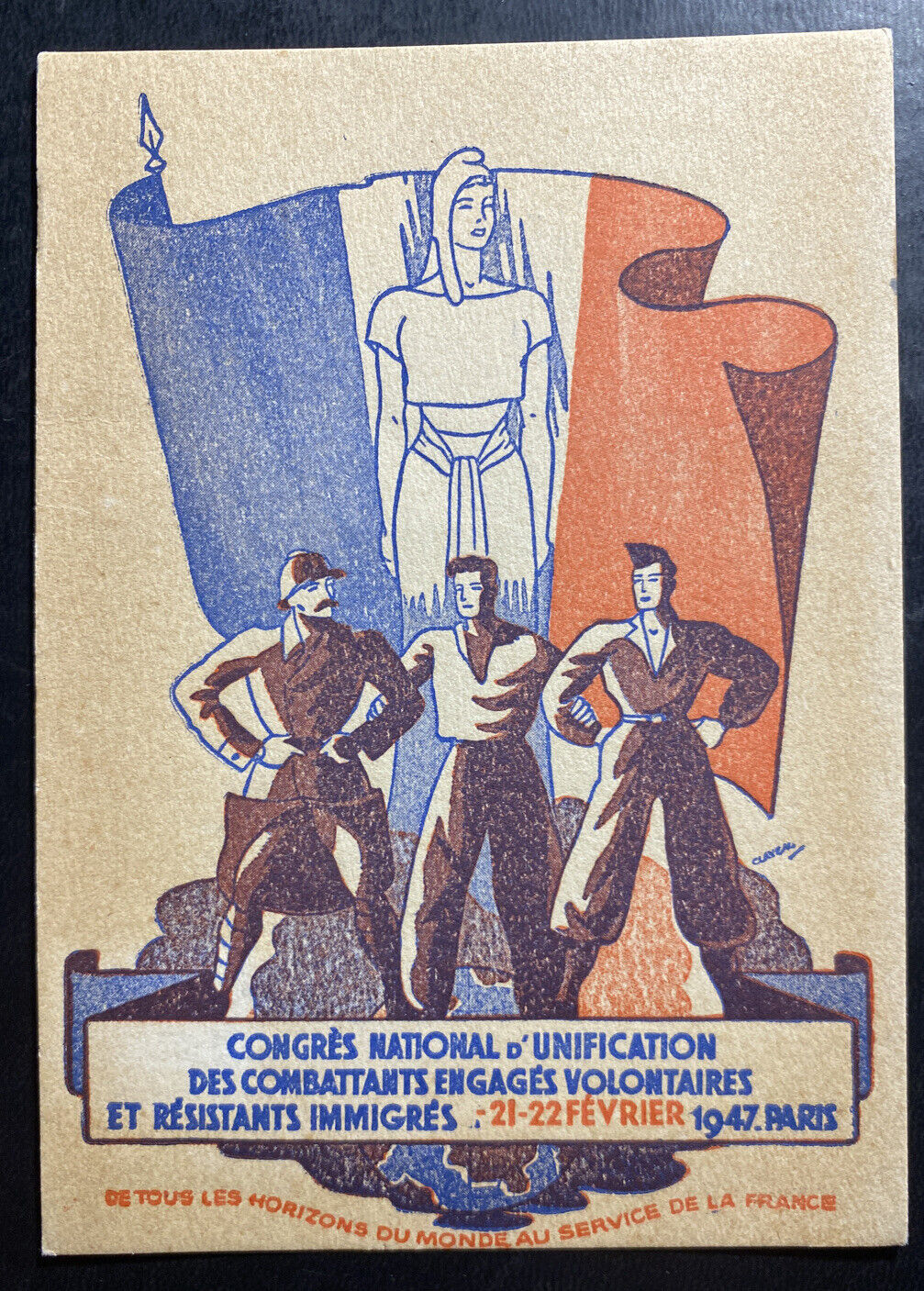 1947 France Postcard First Day Cover FDC National Congress Of Unification