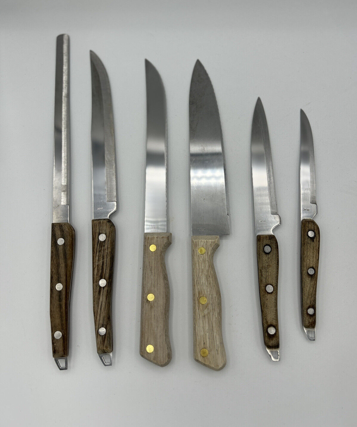 Vintage Japanese Stainless Steel Knives 6”-9” Kitchen/Cutting Knife Set 6 Piece